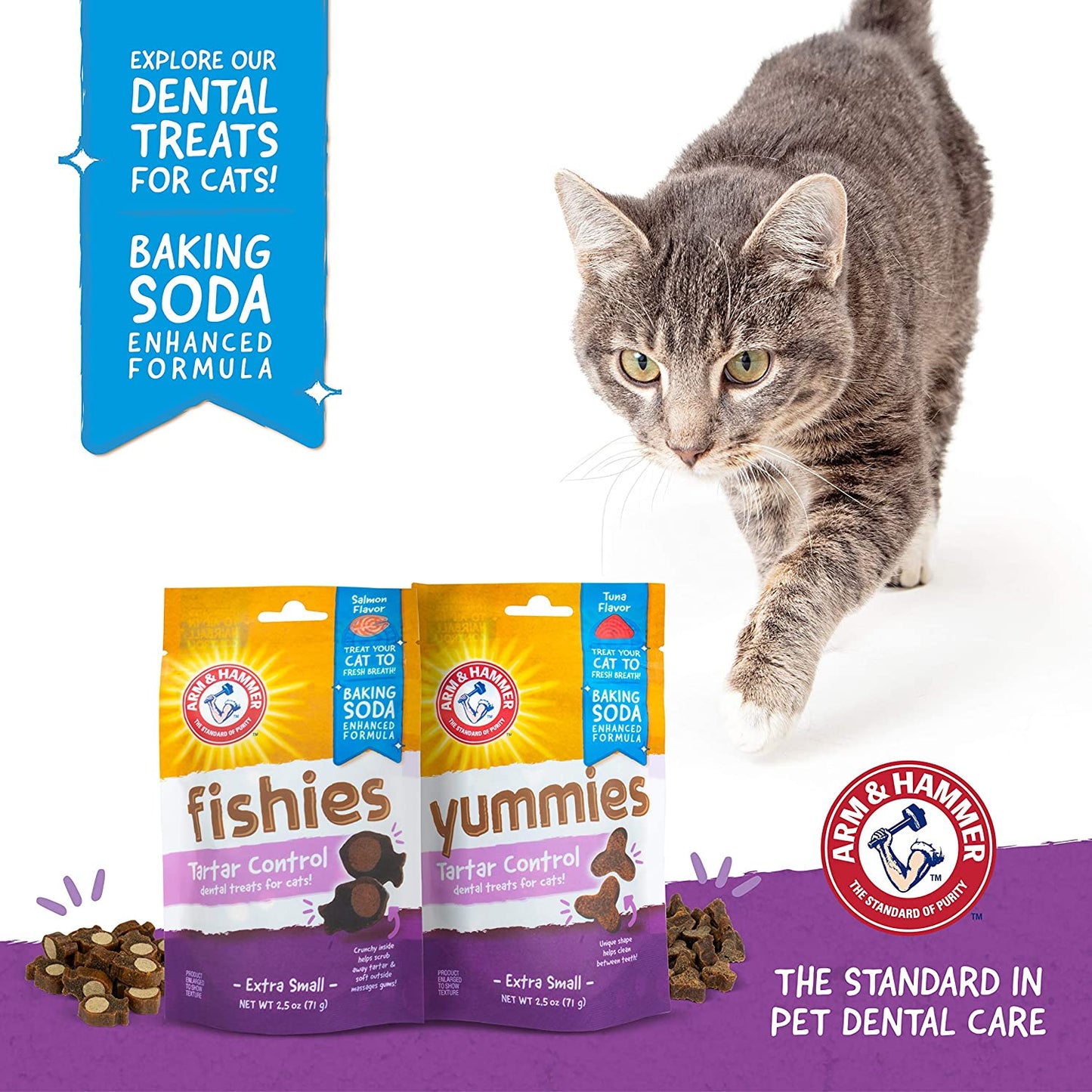 for Pets Cat Dental Care Cat Treats, Yummies | Tartar Control Cat Treats for Adult Cats in Delicious Tuna Flavor Baking Soda Cat Treats, XS (2.5 Oz)