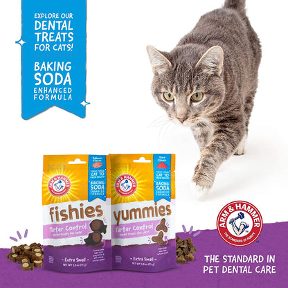 for Pets Cat Dental Care Cat Treats, Yummies | Tartar Control Cat Treats for Adult Cats in Delicious Tuna Flavor Baking Soda Cat Treats, XS (2.5 Oz)