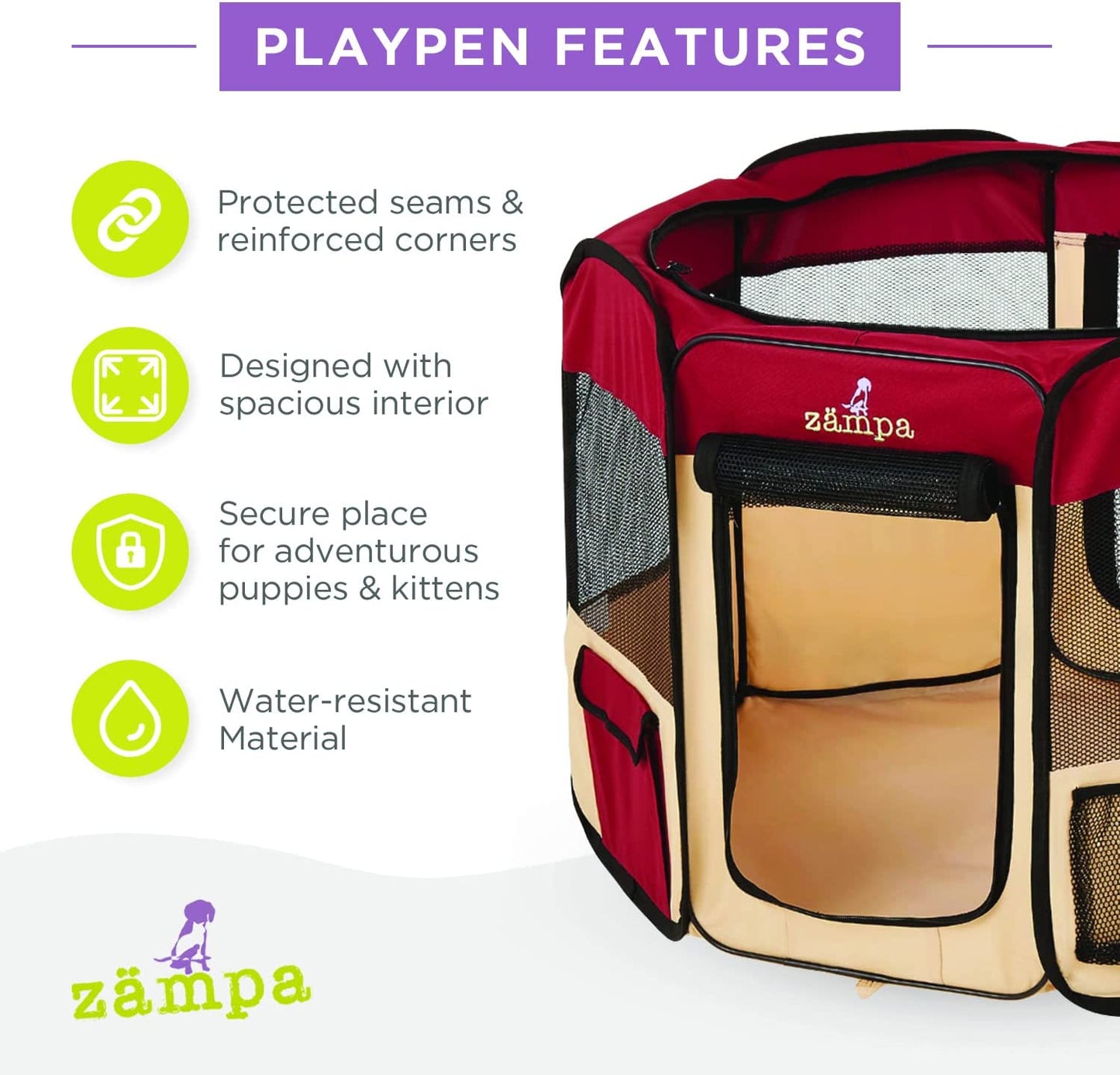 Portable Foldable Pet Playpen Exercise Pen Kennel + Carrying Case for Larges Dogs Small Puppies/Cats | Indoor/Outdoor Use | Water Resistant