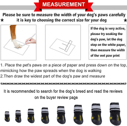 Dog Boots Waterproof Shoes for Large Dogs with Reflective Strips Rugged Anti-Slip Sole Black 4PCS (Size 6: 2.6''X3.0''(W*L) for 52-65 Lbs, Black)