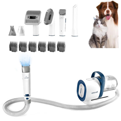 7 in 1 Dog Grooming Kit, Low Noise Pet Grooming Vacuum with 1.5 L Dust Cup, Dog Vacuum for Shedding Grooming, with 7 Professional Grooming Tools for Dogs Cats Pet Hair & Home Car Cleaning