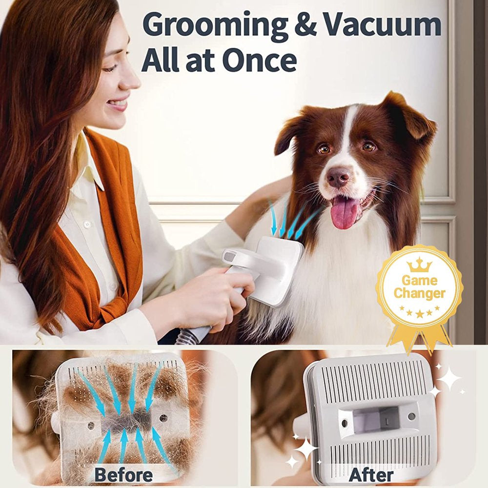 7 in 1 Dog Grooming Kit, Low Noise Pet Grooming Vacuum with 1.5 L Dust Cup, Dog Vacuum for Shedding Grooming, with 7 Professional Grooming Tools for Dogs Cats Pet Hair & Home Car Cleaning