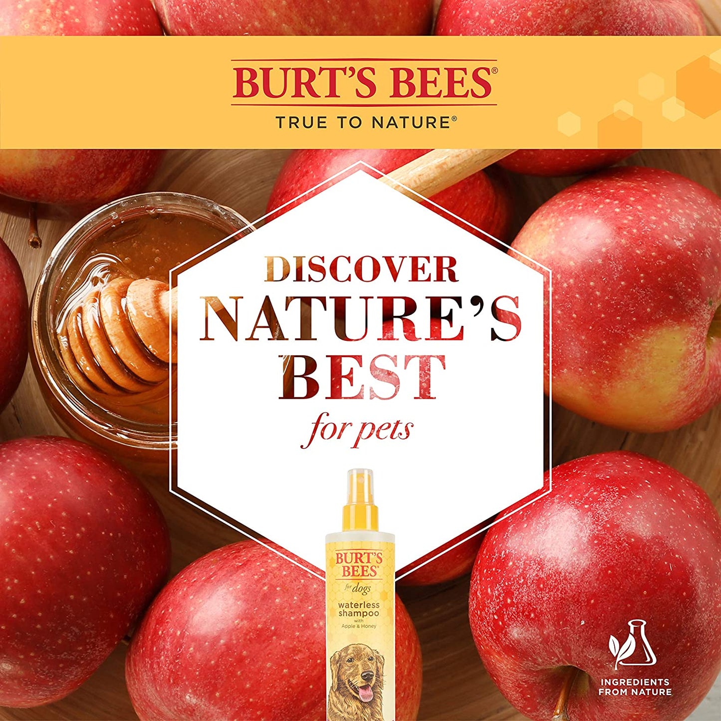 Burt'S Bees for Dogs Natural Waterless Shampoo Spray for Dogs, Apple and Honey Waterless Shampoo Spray, Dogs Shampoo, Dog Bathing Supplies, Dog Wash, Dog Grooming Supplies, Dog Spray